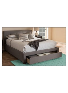 Buy Platform Storage Bed Without Mattress Charcoal Grey 160 x 200centimeter in UAE