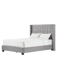 Buy Melina Tufted Wingback Bed With Mattress Grey 180 x 200cm in UAE