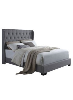 Buy Wingback Bed With Mattress Grey 180 x 200cm in UAE