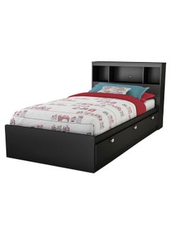 Buy Headboard Bed With Mattress Black 90 x 200cm in UAE