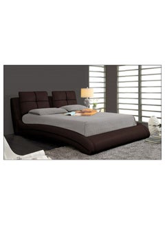 Buy Upholstered Curved Bed Frame With Mattress Brown 160 x 200cm in UAE