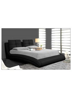 Buy Upholstered Curved Bed Frame With Mattress Black 180 x 200cm in UAE