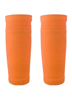 Buy 2-Piece Soccer Calf Socks Breathable Football Protective Sleeves With Pocket in UAE