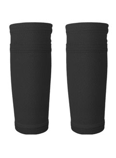 Buy 2-Piece Soccer Calf Socks Breathable Football Protective Sleeves With Pocket in Saudi Arabia