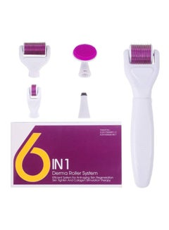 Buy 6-In-1 Titanium Microneedle Derma Roller System White/Pink in Egypt