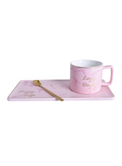 Buy Marble Coffee Cup Set Pink 8 x 8 x 7centimeter in UAE