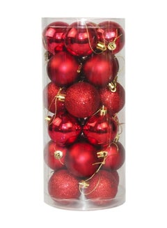 اشتري 24-Piece Tree Ball Baubles Hanging Ornament  Decoration أحمر 4 سنتيمتر في الامارات