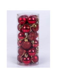 Buy 40Mm  Tree Ball Bauble Hanging Decor 24Pcs Red 9.4centimeter in Saudi Arabia