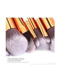 Buy 10-Piece Make Up Brush Set White/Gold in UAE