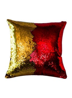 اشتري Reversible Sequined Cushion Cover كتان Gold/Red في الامارات