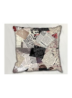 Buy Printed Cushion Cover Polyester Grey/Black/White in UAE