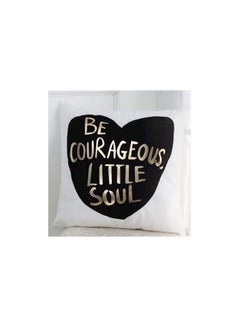 Buy Heart Letter Printed Cushion Cover Polyester White/Black/Golden 14-02-1900cm in UAE