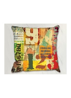 Buy Printed Cushion Cover Polyester Green/Yellow/Brown in UAE