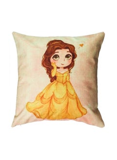 اشتري Princess Belle Printed Cushion Cover كتان Beige/Yellow/Brown 45x45 سنتيمتر في الامارات