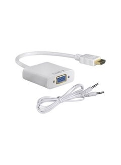 Buy HDMI To VGA With Audio Converter Adapter Cable White in Saudi Arabia