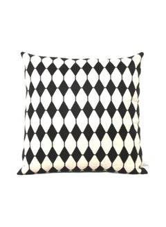 Buy Decorative Printed Cushion Cover Linen Black/White 45x45cm in UAE