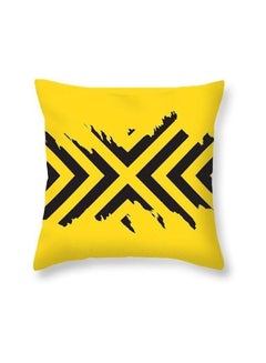 Buy Crossing Printed Cushion Cover satin Yellow/Black in UAE