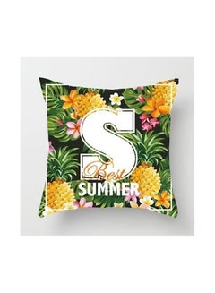 Buy Decorative Printed Cushion Velvet Green/White/Yellow in UAE