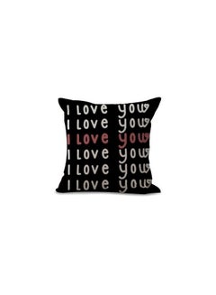 Buy Decorative Printed Cushion Cover linen Black/White/Red 45x45cm in UAE