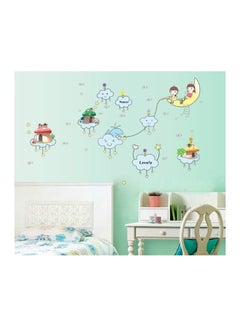 Buy Star The Moon Child Decorative Wall Sticker Blue/Yellow/Red 50x70cm in UAE