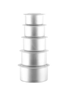 Buy 5-Piece Cooking Pot With Lid Silver 5cm in UAE