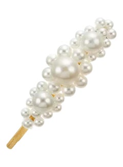 Buy Fashion Pearl Hair Clip Beige 9cm in Saudi Arabia