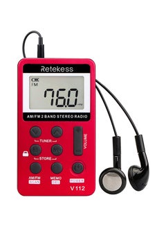Buy Portable AM/FM Digital Radio With Earphones V376 Red in UAE