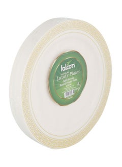 Buy Falcon Gold Mosaic Round Plastic Plate Ivory White 22.5cm in UAE