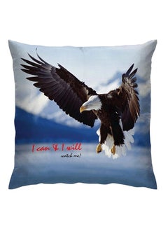 Buy Bird Printed Cushion polyester Blue/White/Black 40x40cm in UAE