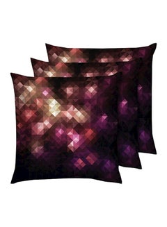 اشتري 3-Piece 3D Pattern Cushion Set بوليستر وردي /أرجواني /أسود 40x40 سنتيمتر في الامارات