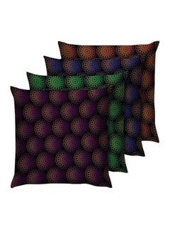 Buy 4-Piece Floral Printed Cushion Set Polyester Green/Purple/Blue 40x40centimeter in UAE