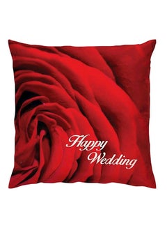 Buy Happy Wedding Printed Cushion polyester Red/White 40x40cm in UAE