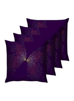 Buy 4-Piece Butterfly Printed Cushion polyester Blue/Purple/Red 40x40cm in UAE