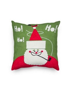 Buy Santa Claus Embroidered Cushion Cover cotton Green/Red/White 45x45cm in UAE