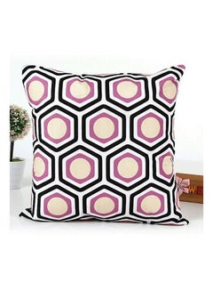 اشتري Geometric Diamond Shaped Cushion Cover قطن وردي / أبيض / أسود 45x45 سنتيمتر في الامارات