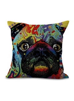 Buy Puppy Printed Decorative Cushion Cover Black/Blue/Red 45x45cm in UAE