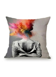 Buy Abstract Women Printed Decorative Cushion Cover Black/Red/Pink 45x45cm in UAE