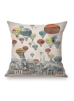 اشتري City Festival Printed Decorative Cushion Cover بيج/أخضر/أسود 45x45 سنتيمتر في الامارات