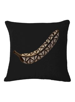 Buy Banana Printed Cushion Cover linen Black/Brown in UAE