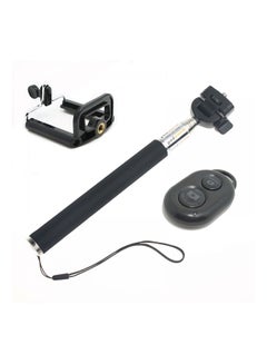Buy Selfie Handheld Monopod Stick With Remote For Smartphone Black/Silver in UAE