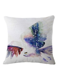 Buy Decorative Printed Cushion Cover linen White/Blue/Green in UAE