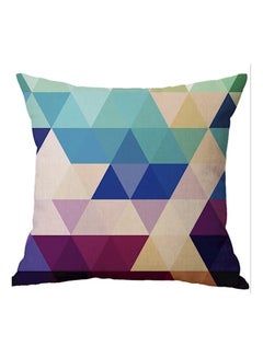 اشتري Geometric Printed Cushion كتان Beige/Blue/Blue في الامارات