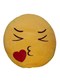 Buy Emoji Printed Cushion polyester Yellow/Red/Black 32x32x10cm in UAE