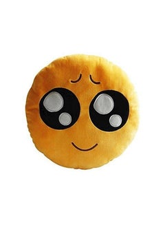 Buy Emoji Printed Cushion polyester Yellow/Black/White 32x32x10cm in UAE