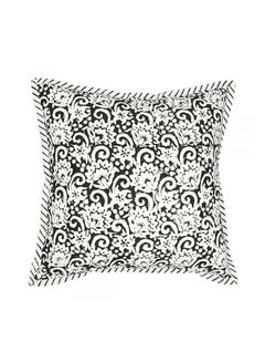 Buy Square Ikat Printed Cushion Black/White 40x40cm in UAE