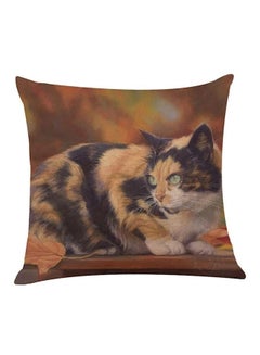 اشتري Cat Printed Decorative Cushion أصفر/أسود 45x45 سنتيمتر في الامارات