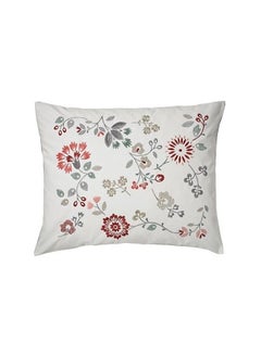 Buy Decorative Printed Cushion cotton Off White/Grey/Red 50x60cm in UAE