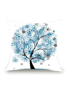 Buy Winter Tree Printed Decorative Cushion Cover White/Blue 45x45cm in UAE