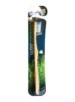 Buy Super Soft Toothbrush With Bamboo Handle Beige/White/Blue in UAE