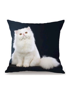 Buy Cat Print Decorative Cushion Cover Black/White 45x45cm in UAE